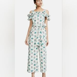Rebecca Taylor Floral Carnation Fleur Jumpsuit Wide Leg Feminine Cottagecore